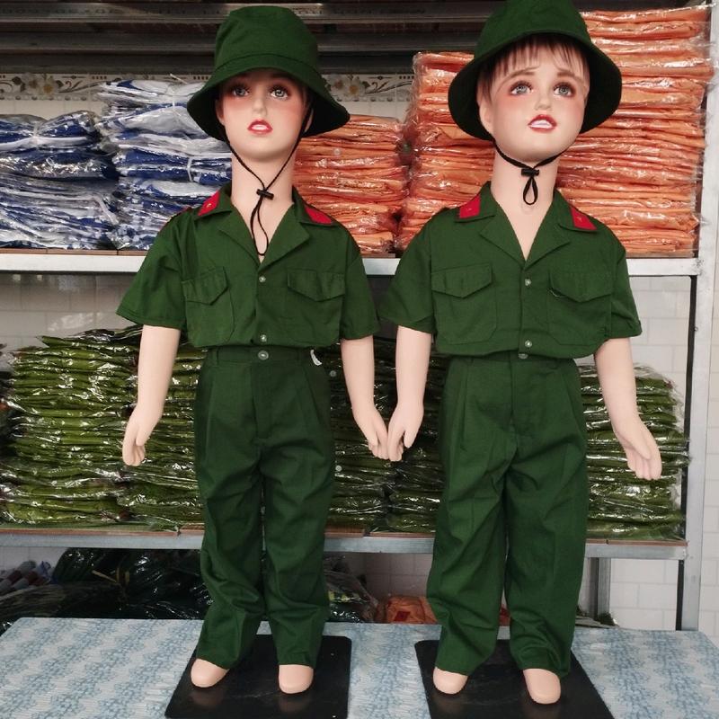 Bộ Quần Áo Đóng Vai Bộ Đội Cho Bé Trai Bé Gái Tặng Kèm Nón Bèo Sai 8-32kg
