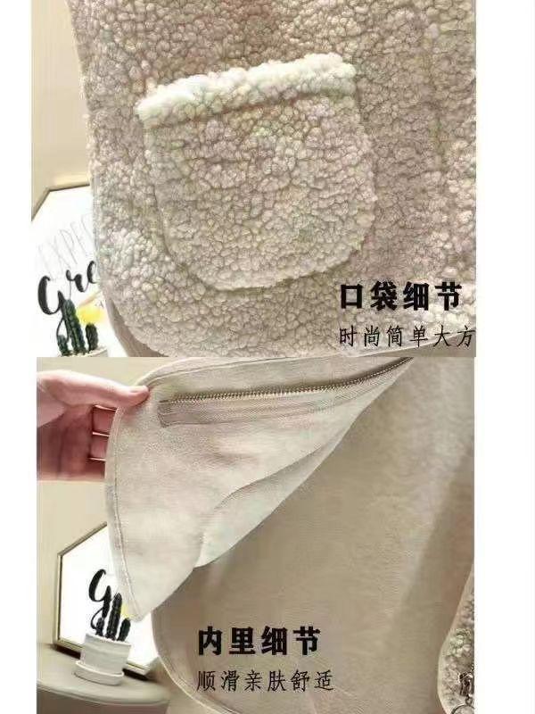 Product Introduction of round Neck New Women's Autumn and Winter Western Style Korean Style Loose Fleece Coat Fleece Short Cardigan Jacket 14