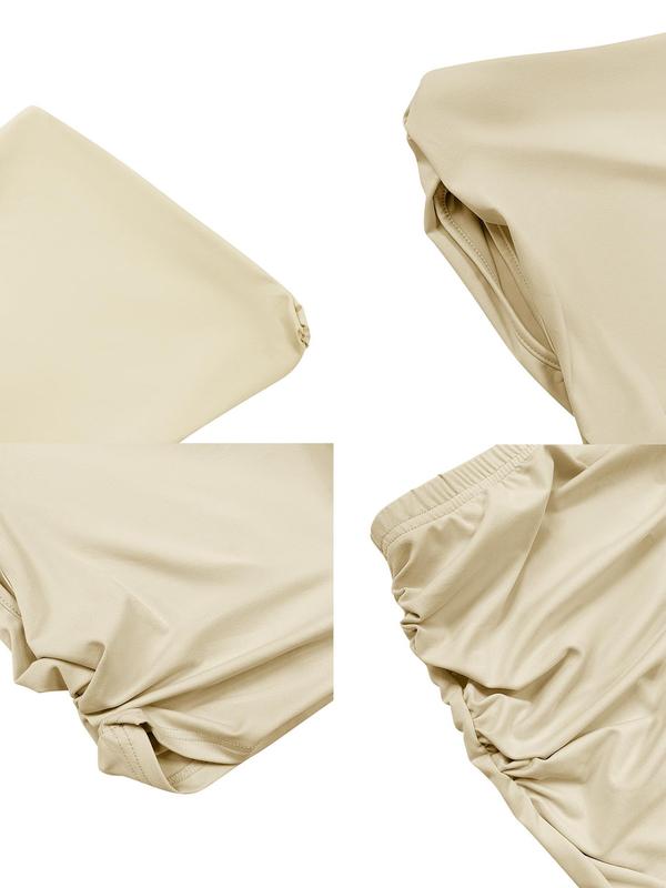 Women's Solid Crop Top & Split Hem Skirt Two-piece Set, Elegant Fashion Casual Top & Skirt for Daily Outdoor Wear, Ladies Matching Outfits for Summer 5