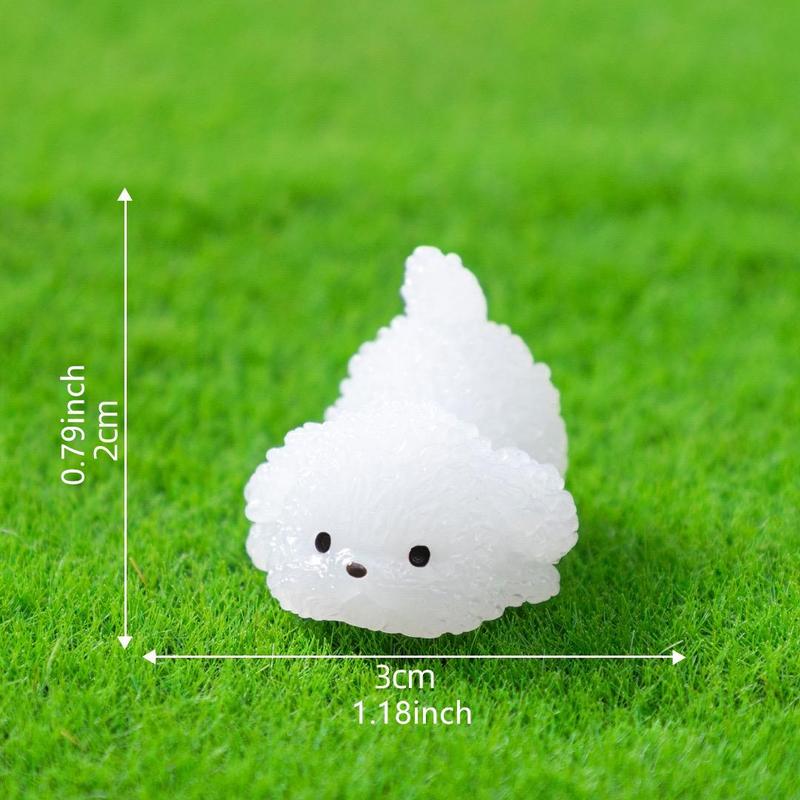 Cute Dog Design Resin Ornament, Mini Luminous Dog Decoration, Desktop Decoration for Home Office Car, Home Decor Supplies 7