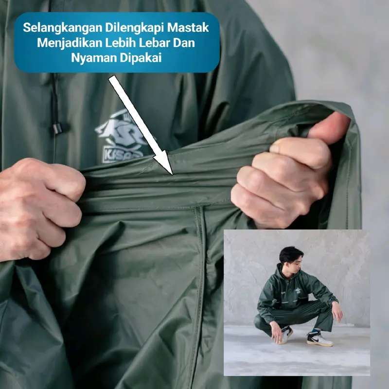 Jas Hujan Kaisar Full Press Sealing Pria Wanita Dewasa Terbaik Setelan Jaket Celana Anti Rembes 5
