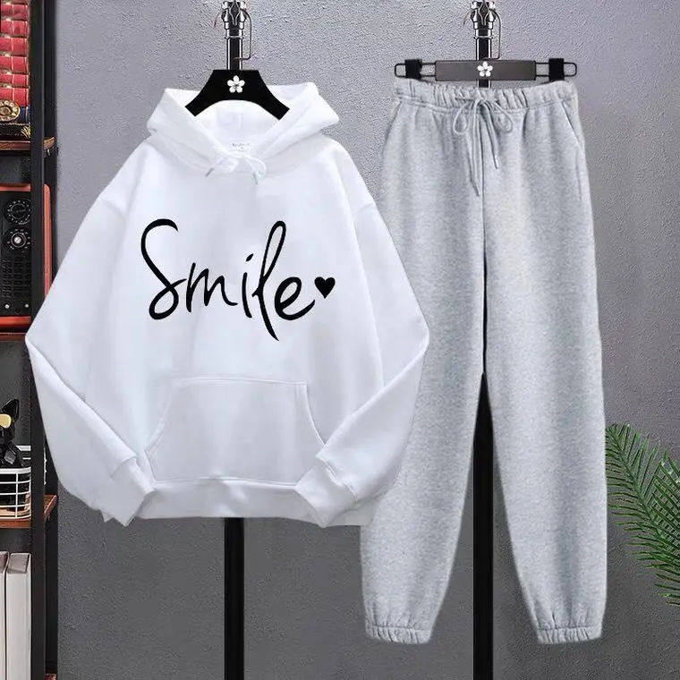Sét áo hoodie Slime và quần bom chun, Áo nỉ from rộng, Chất đẹp không xù mặc ở nhà và mặc đi chơi 3