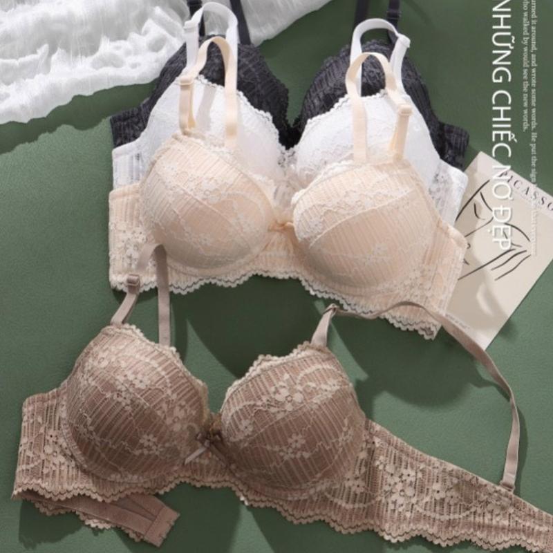  Áo lót nữ siêu nâng ngực tạo khe đệm tim dày 3.5cm thông hơi thoáng mát chất liệu ren gấm 9018  Bra áo lót 