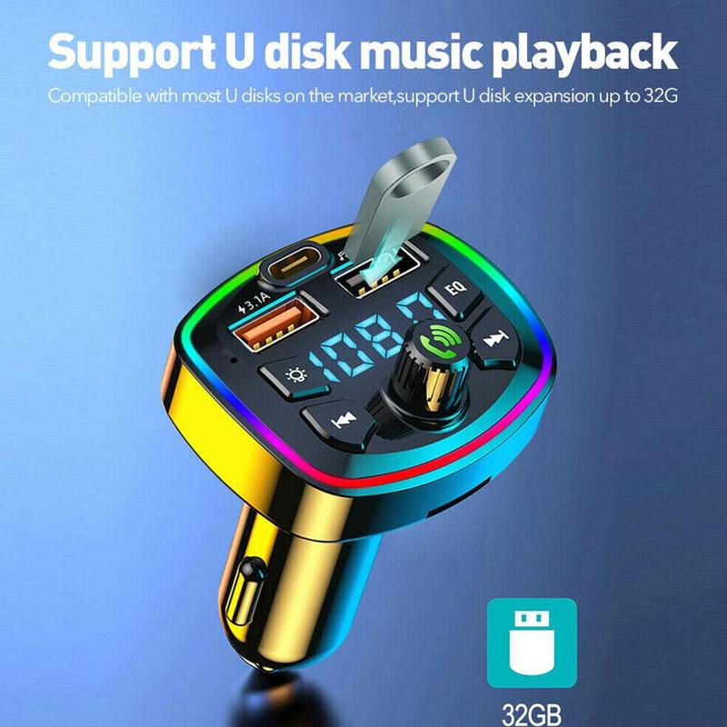 Product Introduction of Car Hands-Free Bluetooth-compaitable 5.0 FM Transmitter Car Charger USB Audio Kit Receiver J5N2 37