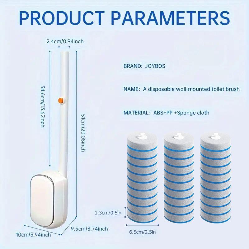 Toilet Brush with Wall Mounted Holder, 1/2 Sets Disposable Toilet Cleaning Brush with Heads, Bathroom Cleaning Tool for Home Hotel Dormitory 1