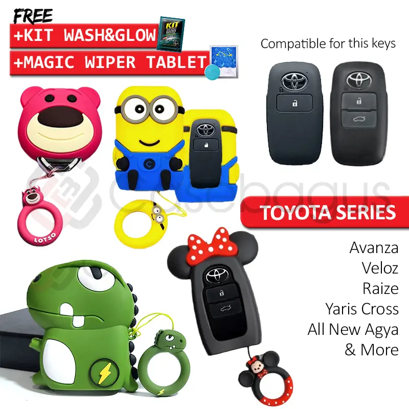Toyota Avanza Veloz Raize - Cute Dino Case Kunci Mobil Key Cover Car 0