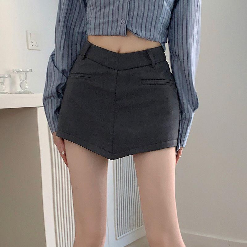 Váy Bodycon, Thiết Kế Đẹp, Thời Trang Châu Âu Và Mỹ, Dễ Phối Đồ, Cạp Cao Hình Chữ V, Dài Ngắn, Màu Trơn Hông Bụng, Phong Cách Cô Gái Nóng Bỏng Women Quần 3