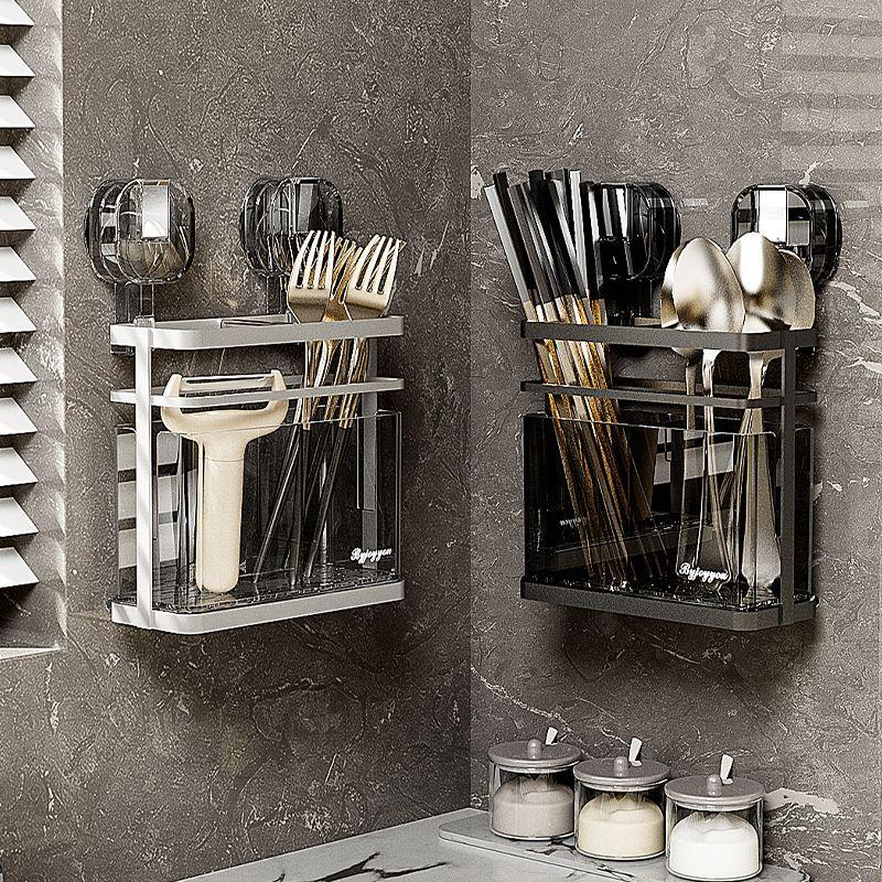 Spoon And Fork Storage Rack Suction Cup Kitchen Storage Rack Spice Rack ...