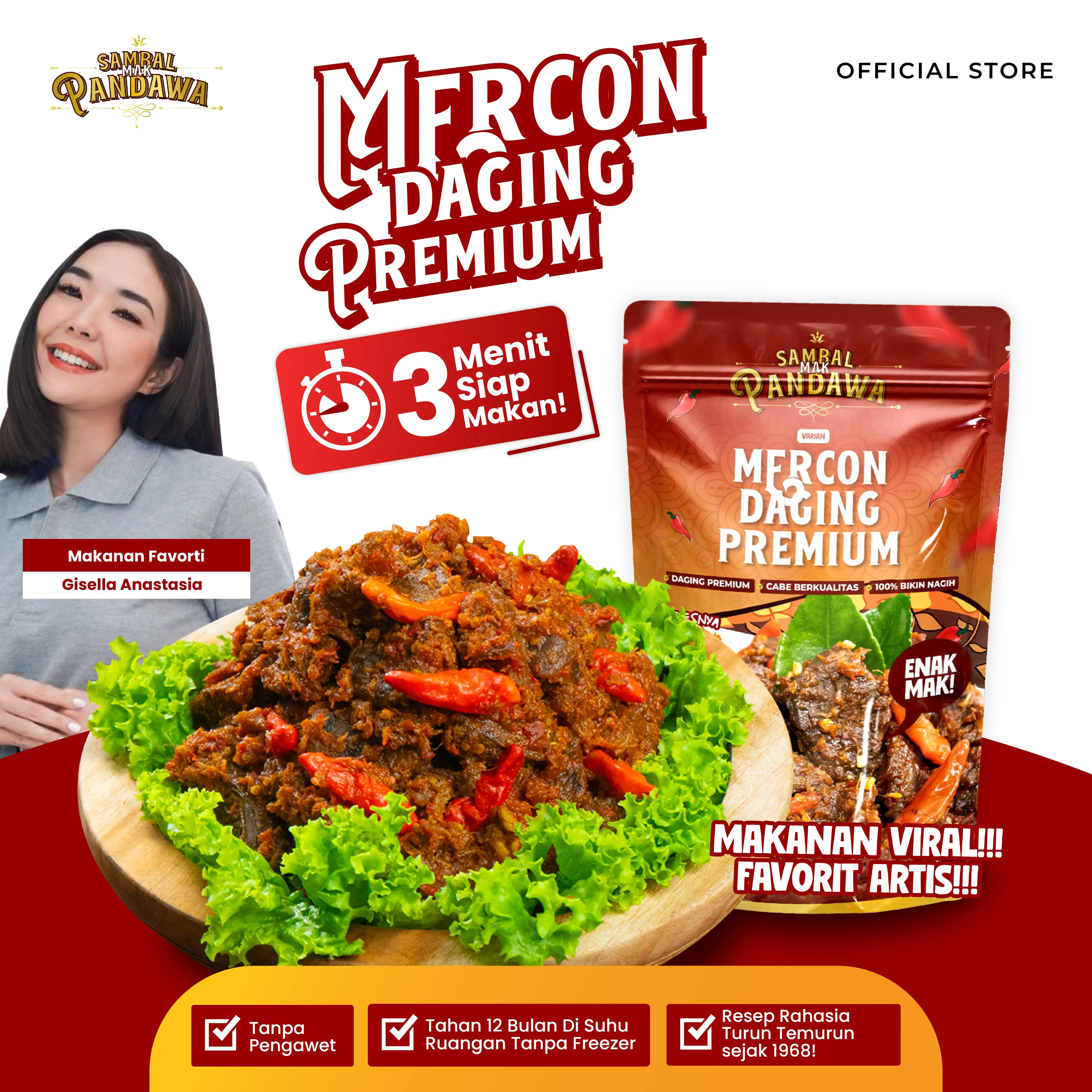 Sambal Mak Pandawa 100 Gr - Daging Premium Berkualitas