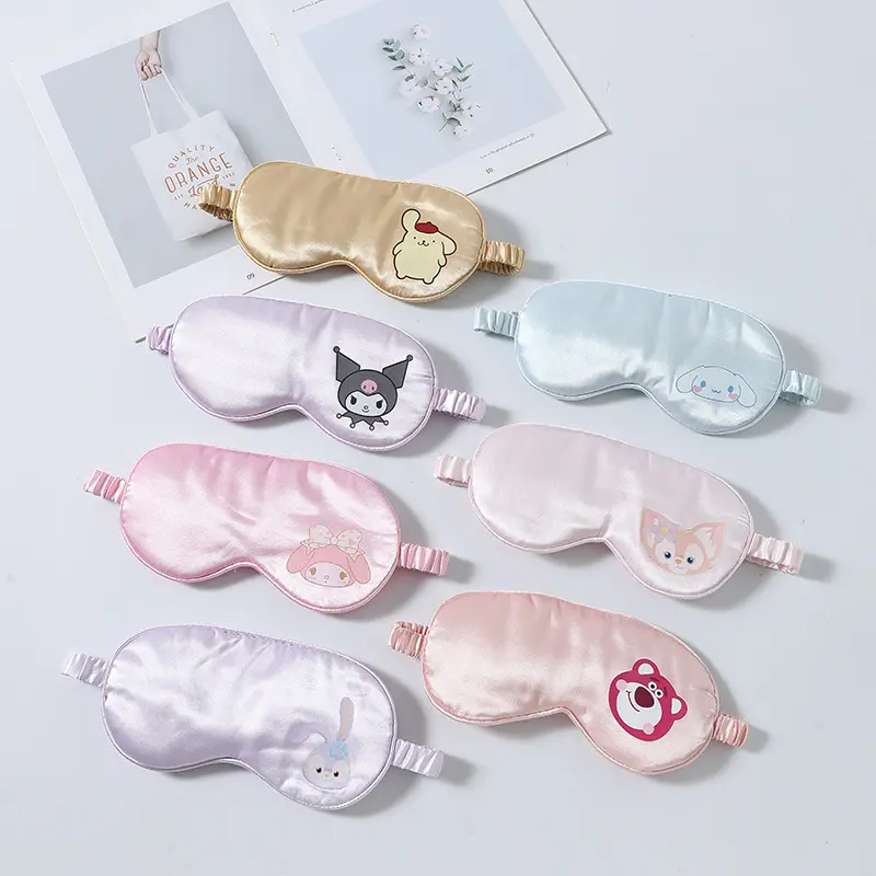 Kính Mắt Vải Lụa, Thiết Kế Hoạt Hình My Melody Dễ Thương, Mềm Mại Và Nhẹ, Chặn Ánh Sáng, Dây Đeo Ngủ, Mặt Nạ Mắt, Món Quà Lý Tưởng Cho Bé Gái Women Bịt Mắt 0
