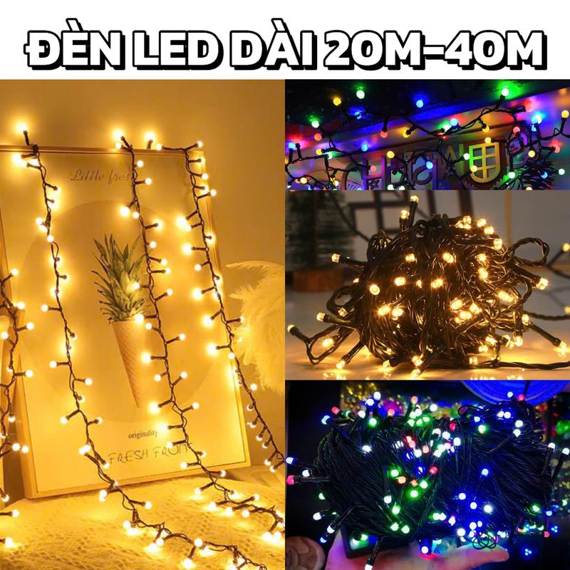 Bộ Đèn Nháy, Đèn Led 20M-40M Kim Cương Trang Trí Nhà Cửa, Treo Cây Dịp Noel , Tết Nguyên Đán, Sinh Nhật, Trung Thu, Lễ Hội Ngoài Trời