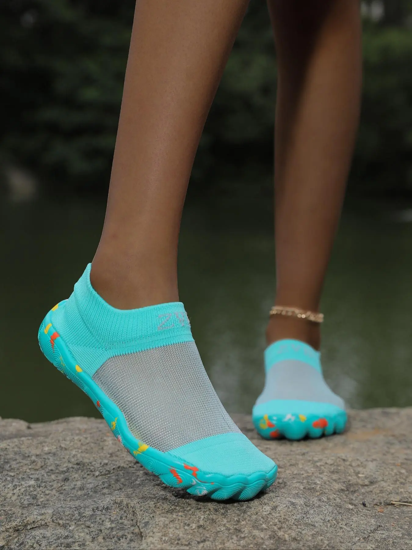 Women's Letter Print Slip on Water Shoes, Sporty Breathable Quick Drying Water Shoes, Beach Footwear, Activewear, Outdoor Barefoot Shoes for Swimming, Fishing, Hiking