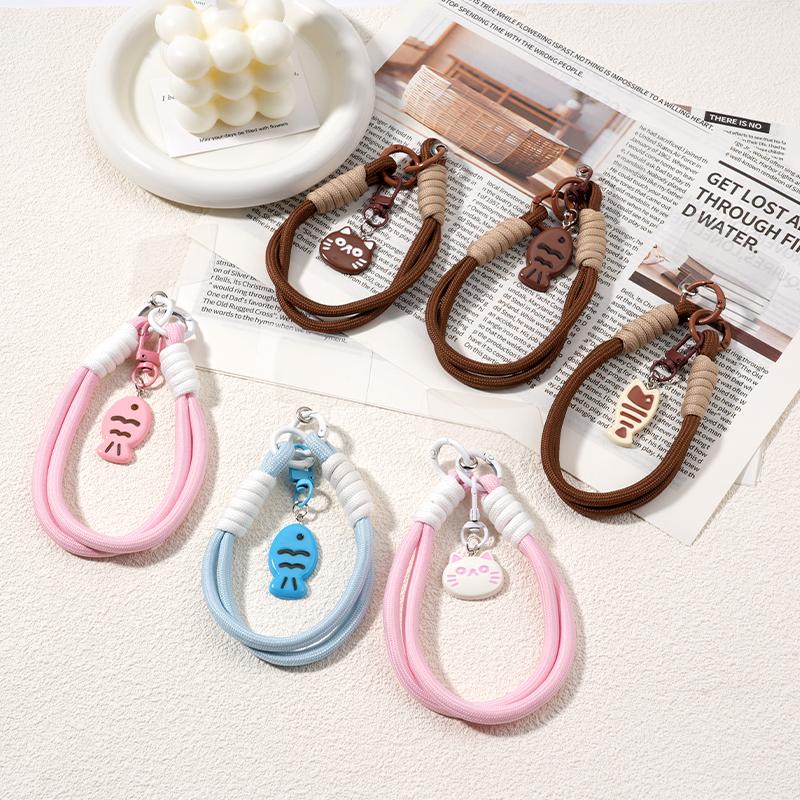 【COD】[Model Terbaru]Ikan Kecil Ponsel Kucing Lanyard Phone Case Woven Pendant Kamera Pendek Phone Lanyard