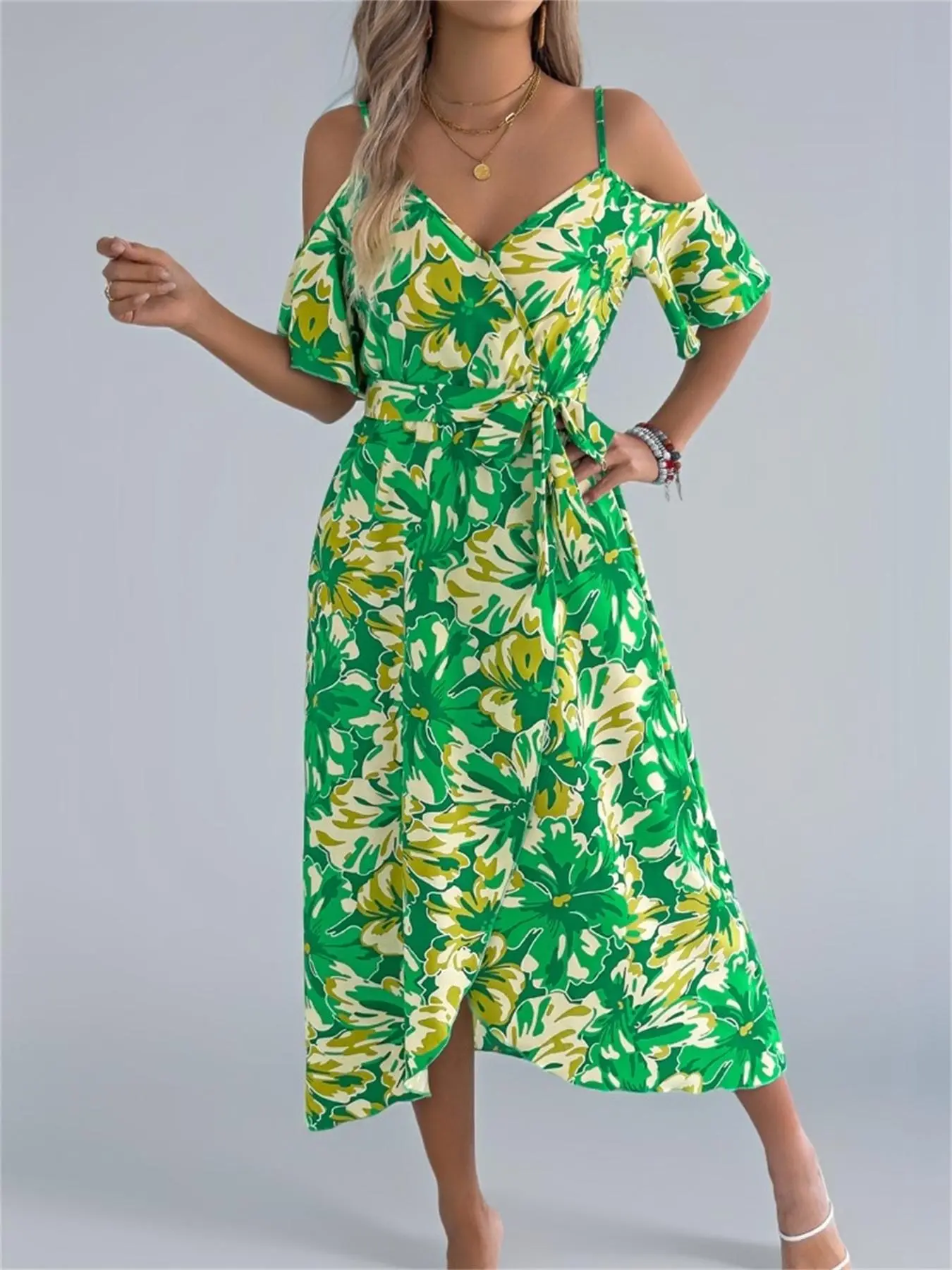 Women's Floral Print Cami Dress, Boho Fashion Casual Sleeveless Dress for Beach Holiday Vacation, Ladies Summer Clothes, Holiday Dresses