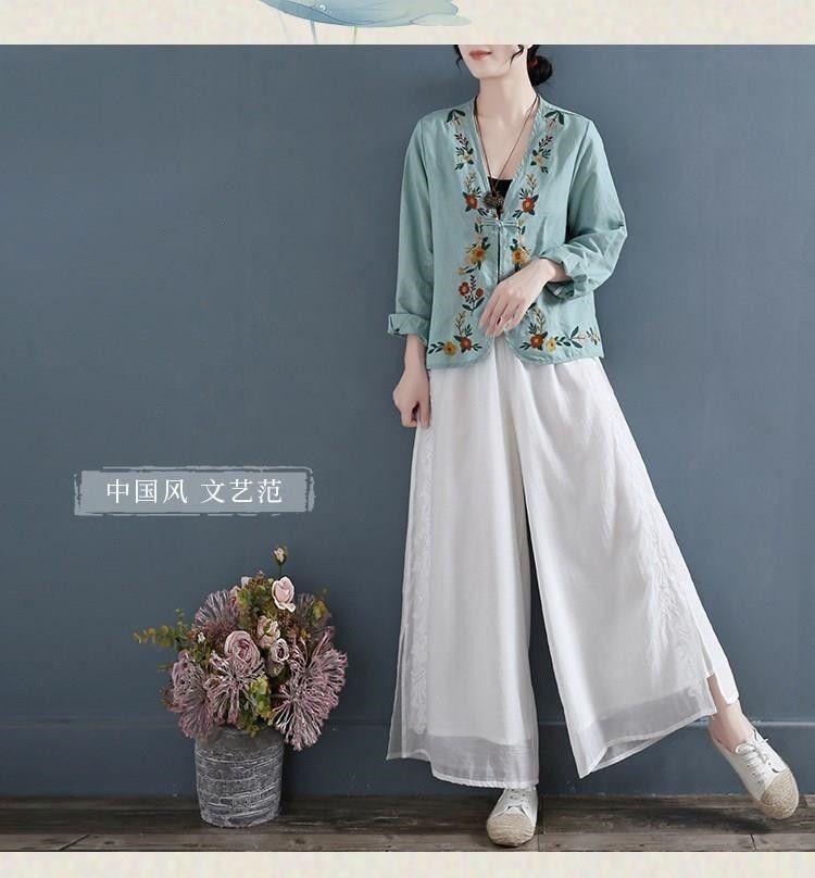 Product Introduction of Áo Sơ Mi Vải Lanh Và Cotton, Trang Phục Nữ Đầu Mùa Thu, Phong Cách Cổ Điển Nghệ Thuật, Áo Dài Tay, Áo Cardigan Thêu, Áo Khoác Thường Ngày, Xu Hướng Mùa Thu, 2023 2