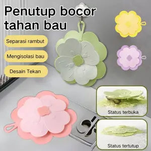 Penutup Saluran Air Silikon Sakura Anti Bau: Filter Rambut & Kotoran Kamar Mandi & Dapur, Got Serbaguna Long Lasting dengan Saringan Halus, Solusi Drainase Mampet & Hygienis, Pencegah Penyumbatan, Perangkap Rambut, Luba Efektif