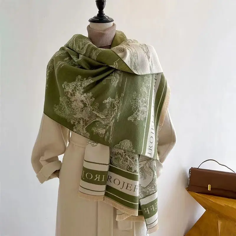 Khăn Choàng Tranh Phong Cảnh, Hàng Mới Về Mùa Thu Và Mùa Đông, Chất Liệu Giống Như Cashmere Khăn Quàng Cổ Động Vật, Thích Hợp Sử Dụng Trong Văn Phòng, Dày Dặn Và Giữ Nhiệt, Khăn Quàng Cổ Dài Đa Năng Women Nữ 5