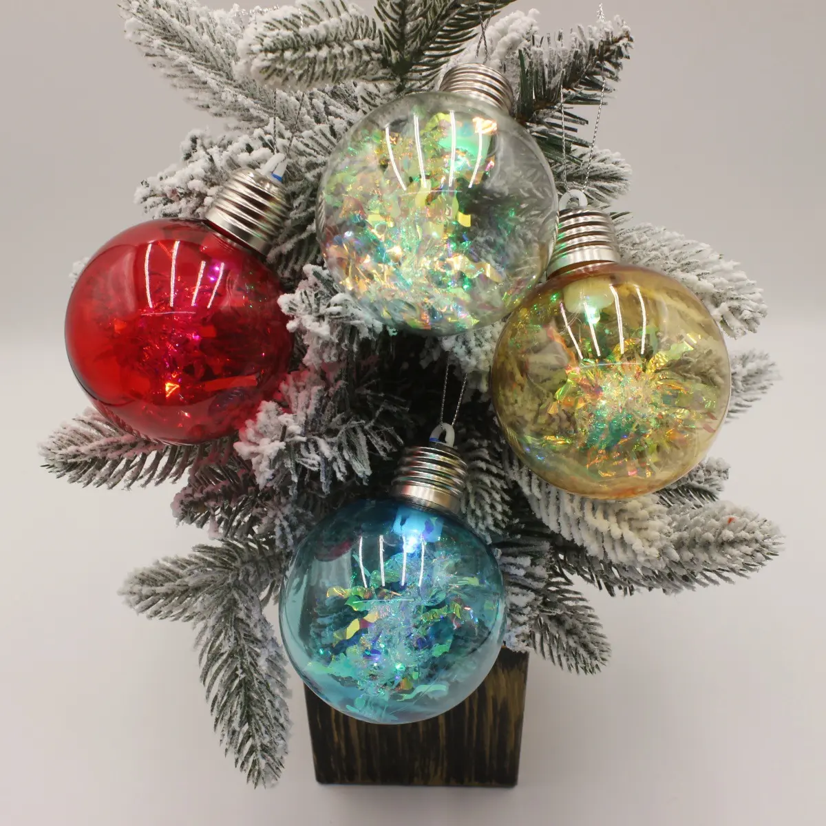 Transparent Ball 8cm Ribbon Lights Christmas Christmas Tree Decorations Holiday Party Bar Atmosphere Lighting DIY Pendant