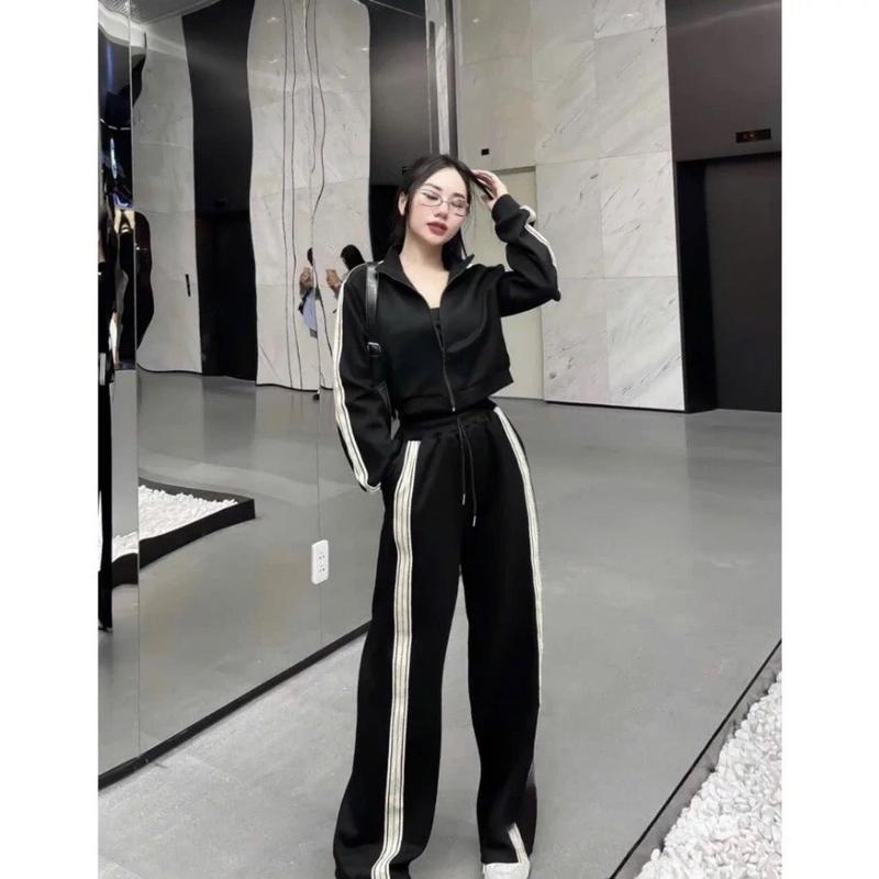 bộ nỉ nữ thu đông 3 món local brand chất vải nỉ bông cotton 1