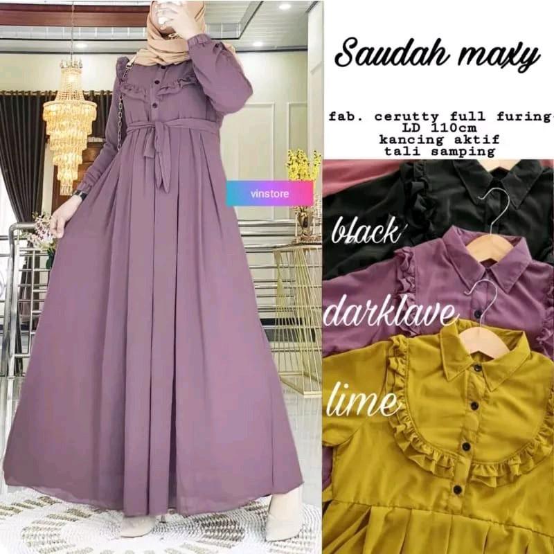 Gamis Cringkel Terbaru 2025 Lebaran Model Saudah Maxy Rempel Dada Kancing Muslim Dress Crinkle Wanita Remaja Mewah 3