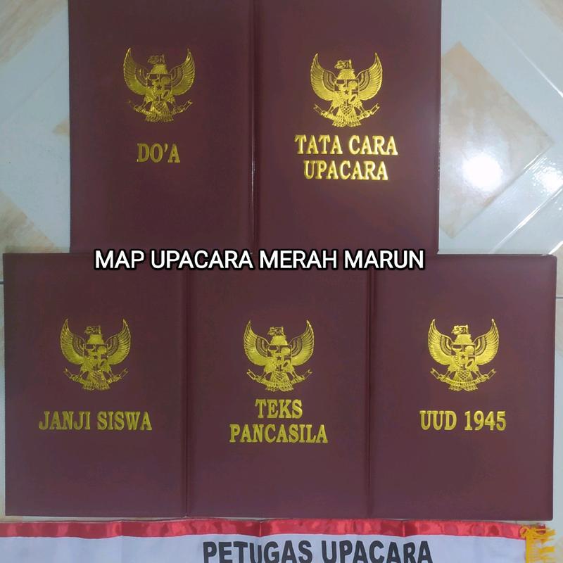 1 SET/5 MAP UPACARA BENDERA BAHAN KULIT SINTETIS SUDAH ADA TEKS /Plastik 0