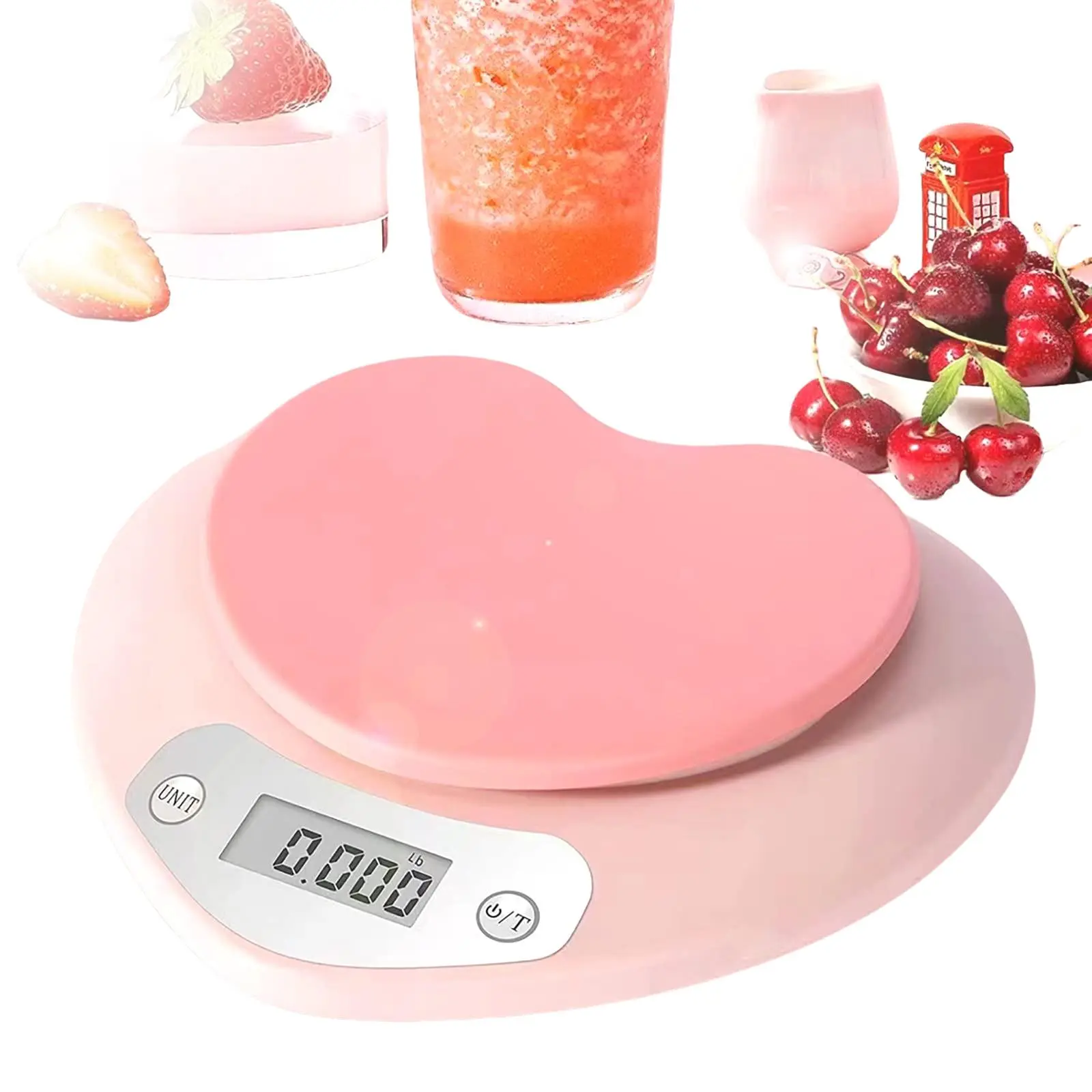 Heart Shaped Kitchen Electronic Food Scale, 1 Count 1g/5kg Food Measuring Tool, Portable Kitchen Measuring Tool for Prep Baked Goods Weigh Food Coffee, Kitchen Food Accessories