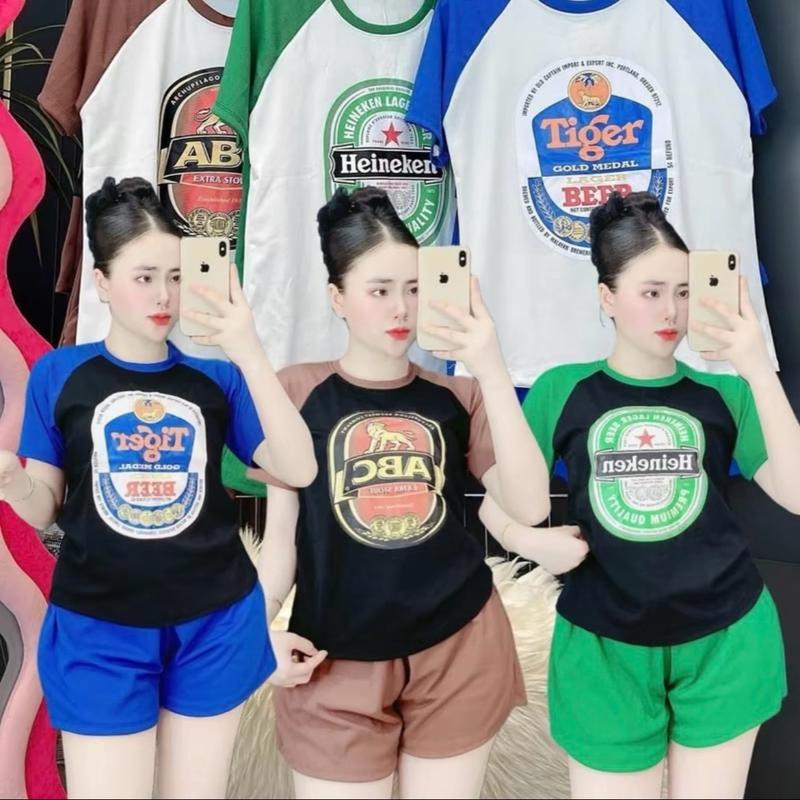 đủ size 60kí đến 105kí sét áo thun quần đùi in lúa mạch chất thun tăm lạnh cho nữ  Top