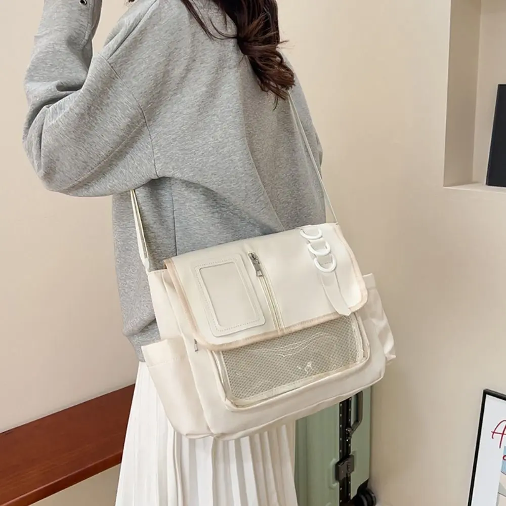 Portable Zipper Bag Solid Color Itabag Cotton Doll Bag Idol Merchandise Storage Transparent Bags Wallet Nylon Shoulder Bag Men
