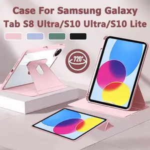 Case For Samsung Galaxy Tab S10 Lite/A11/A11+/A7 Lite/A9/A9 Plus 720° Rotate With Pen Slot Case For Tab S9/S9+/S9FE/S7/S8/S6 Lite Casing Magnetik
