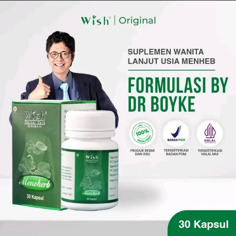 Kapsul Herbal WISH MENOHERB Original untuk Wanita Lanjut Usia dan Menopause Dini Original 0