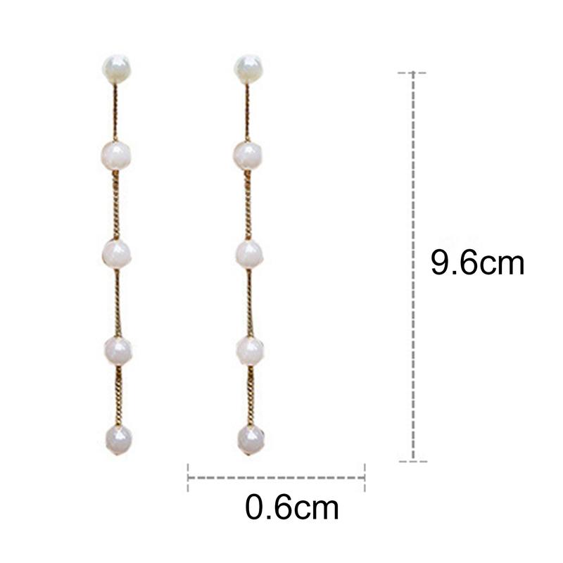 Product Introduction of 1 Pair Ladies Earrings Attractive Faux Pearl Earrings Charming Long Dangle Earrings for Daily Life 0