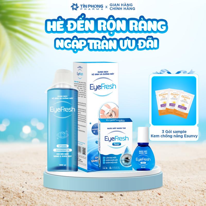 EYEFRESH Combo Nước Rửa Mắt 300ml và Nước Mắt Nhân Tạo Tear 6ml Lens