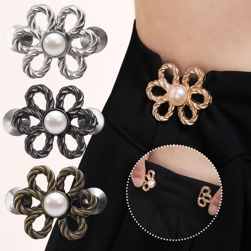 Product Introduction of 2Pcs Detachable Exquisite Six-petal Flower Waist Buckle Adjustable Tighten Waist Buckle Jeans Pants Trousers Snap Fastener No Sew 12