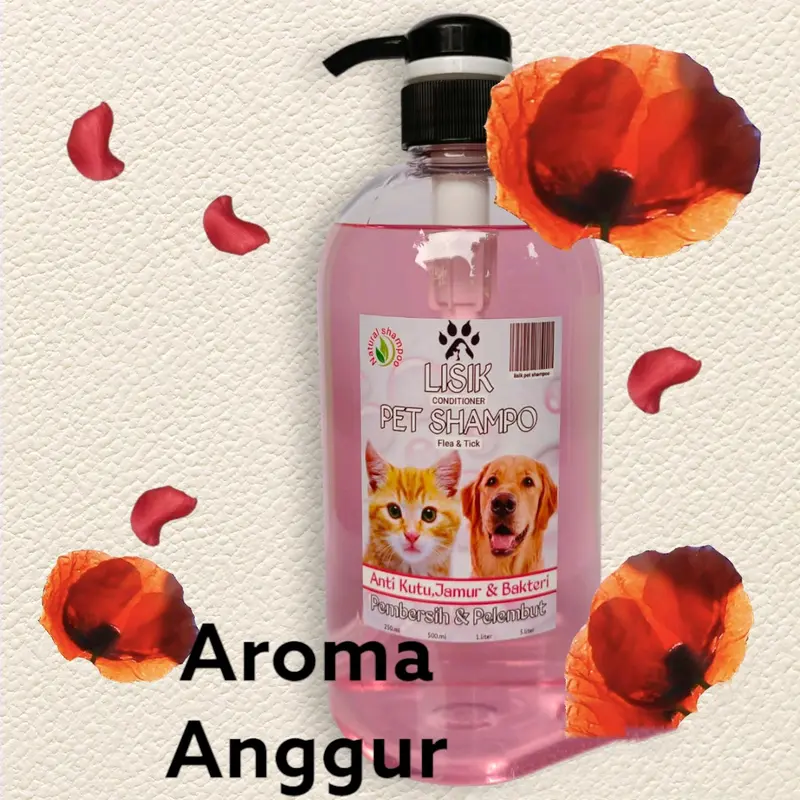 SHAMPOO ANJING/KUCING ANTI KUTU & JAMUR 1L PUMP shampo rontok dan bulu lebat 2