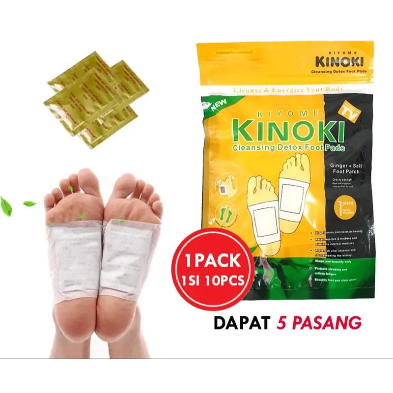 New KINOKI Gold Kemasan Plastik KOYO KAKI 1 box isi 10pcs DETOK Racun KIYOME Foot Patch Hand Ginger 1