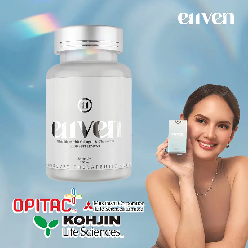 E11VEN OPITAC Glutathione 500mg 30caps (3 Bottle Gluta + 2 Glowberry) -  with Marine Collagen and Chamomile