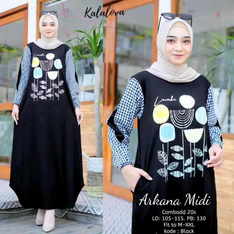 New Product Lengan Panjang Kotak-Kotak Midi Kekinian.Bahan Combad 20 s by kalalova solo 2