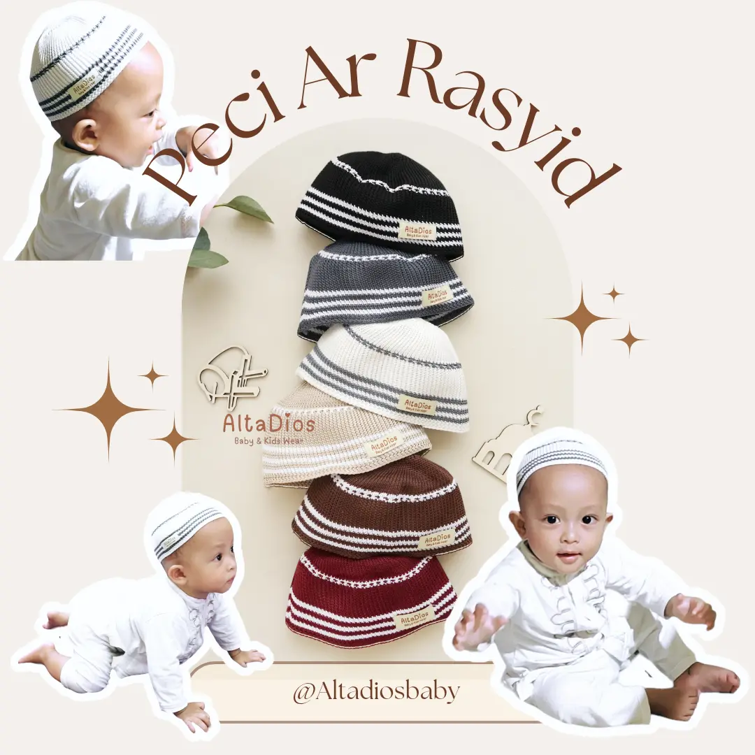 [Altadiosbaby] Kado AR RASYID Peci Bayi Rajut Premium | Peci Anak Laki-laki | Kopiah Newborn | Songkok Bayi | Kupluk Bayi Laki-laki | Kopyah Anak | Peci Bayi Laki-laki 0-6 Bulan 6-12 Bulan 1 Tahun | Kopeah | Peci Anak Rajut | Baju Aqiqah Akikah Bayi