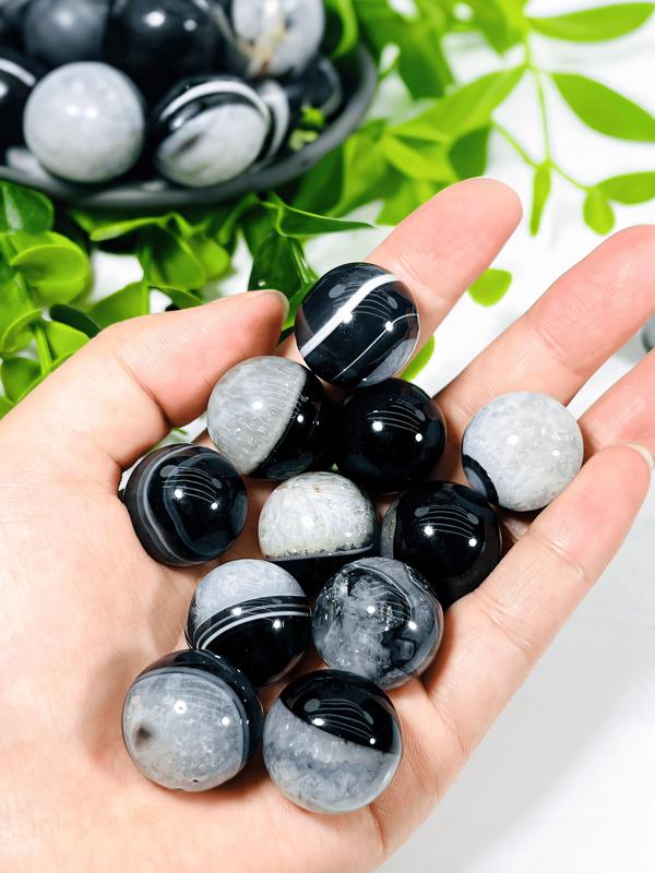 Natural Black Onyx Agate Mini Sphere, High-quality Onyx Agate Geode, Casual Rock Crystal for DIY, Home Decor, Jewelry Making 0
