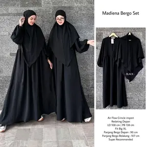 Gamis set hijab bergo kringkel premium  Baju Syari seragam