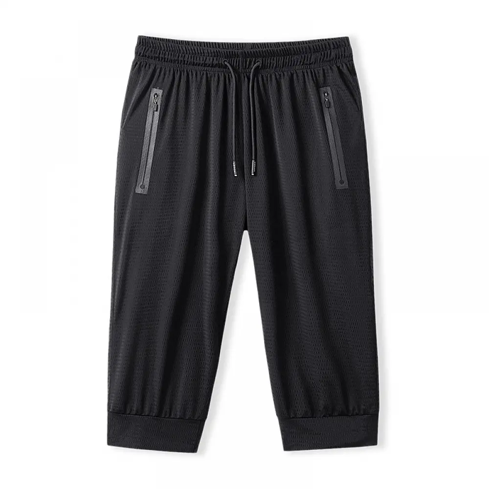 Men's Plus Size 8XL Ice Silk Mesh Cool Comfort Thin Sports Leggings Cropped Pants