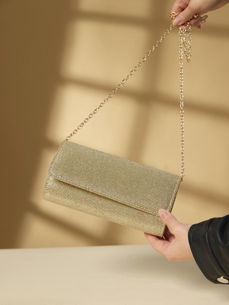 Product Introduction of Women's Elegant Glitter Evening Bag, Exquisite Trendy Clutch Bag, Fashionable Chain Strap Crossbody Bag for Party Decoration 3