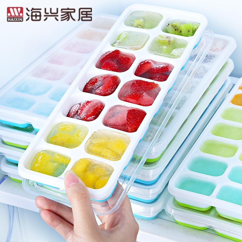 Silicone Lid Baby Food Container Homemade Ice Cubes Ice Tray Mold Food Grade Refrigerated Ice Film Mold 4