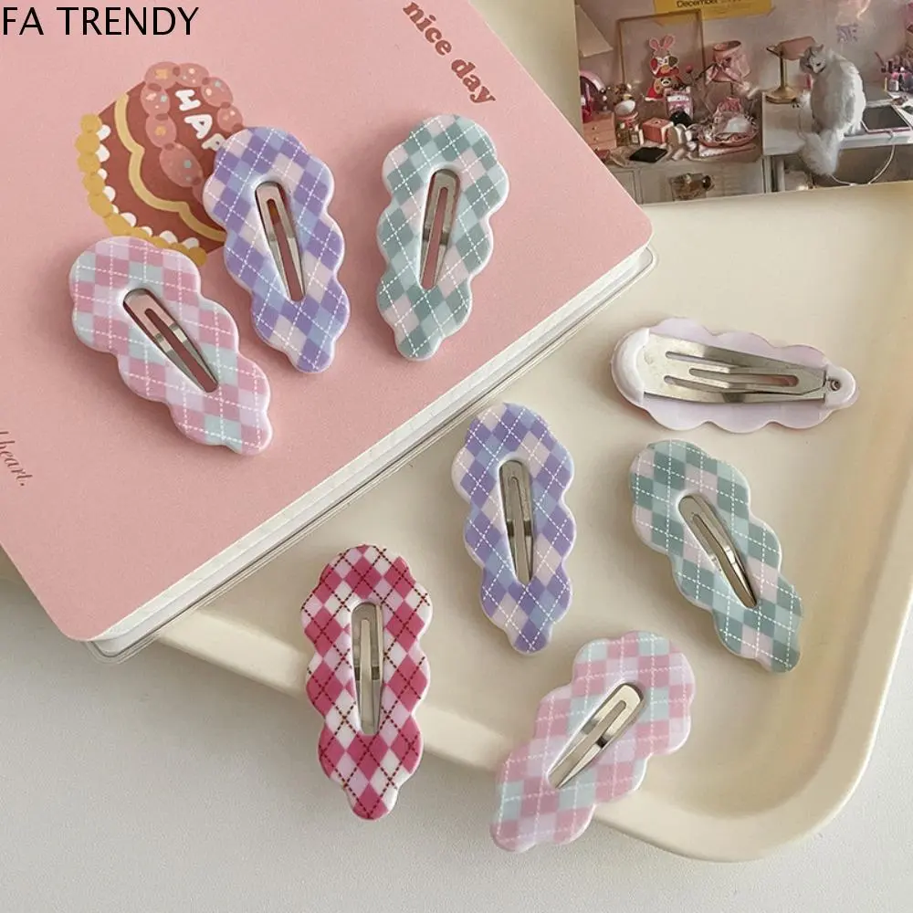 FA TRENDY Gifts Alloy Plaid Hair Clip Candy Color Cloud Hair Clip Barrettes Irregular Korean Style Hairpin Travel