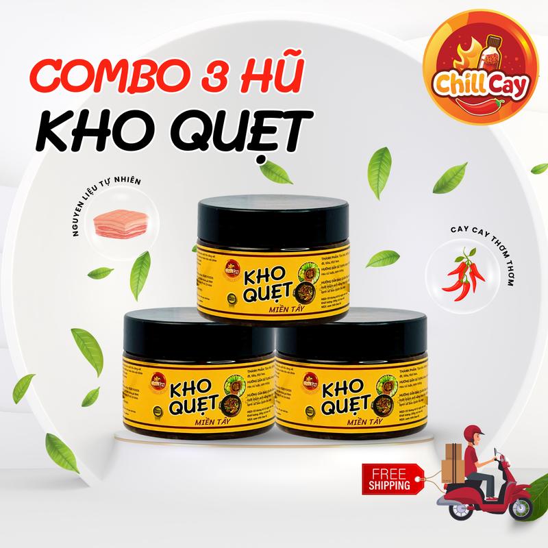 Combo 3 hũ Kho Quẹt Miền Tây CHILLCAY full topping thịt ba chỉ, tôm khô, nước mắm, tỏi, ớt chuẩn vị miền tây đậm đà, cay cay thơm ngon.