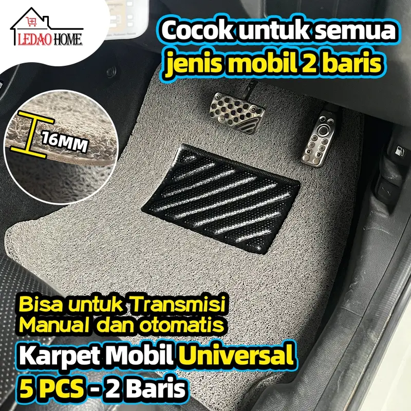 LEDAOHOME Karpet Mobil Universal pvc mie bihun 5 PCS - 2 Baris / Universal Fit Car Mats / Car Floor Mats Belum Ada Penilaian 0 Terjual