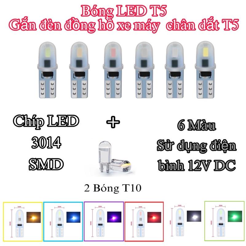 Combo Đèn Đồng Hồ Chân T5 Dành Cho : Wawe Nhỏ Sirius 110 Xăng Cơ Future 1 Wawe Balade + 2 Bóng Led T10 gắn đèn nền .