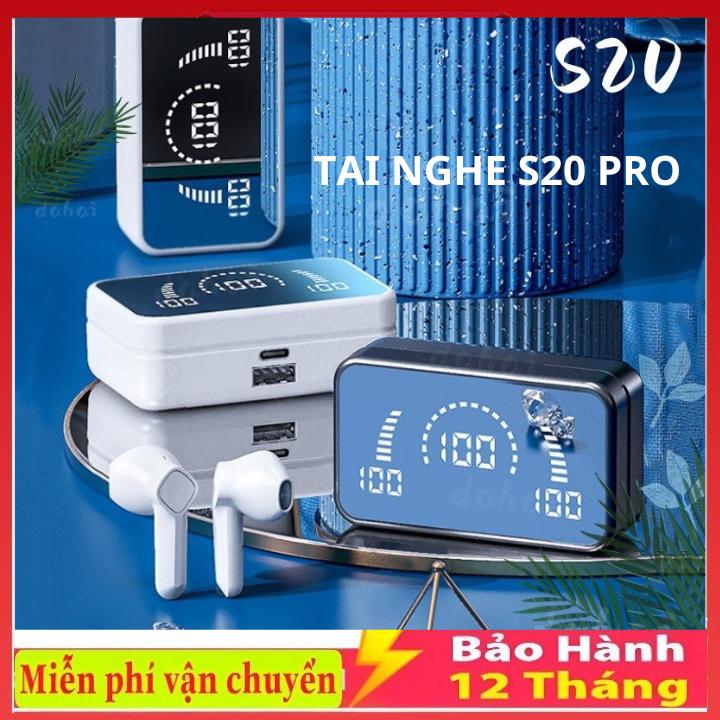  Tai Nghe Không Dây S20 Pro Bluetooth V5.2 - Âm Thanh Hifi 9D Cực Hay Có Micro màn hình LED chống thấm nước,Pin Trâu 