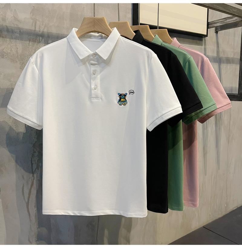 Product Introduction of New Bear Embroidery Polo Shirt Simple Fashion Men's Top 19