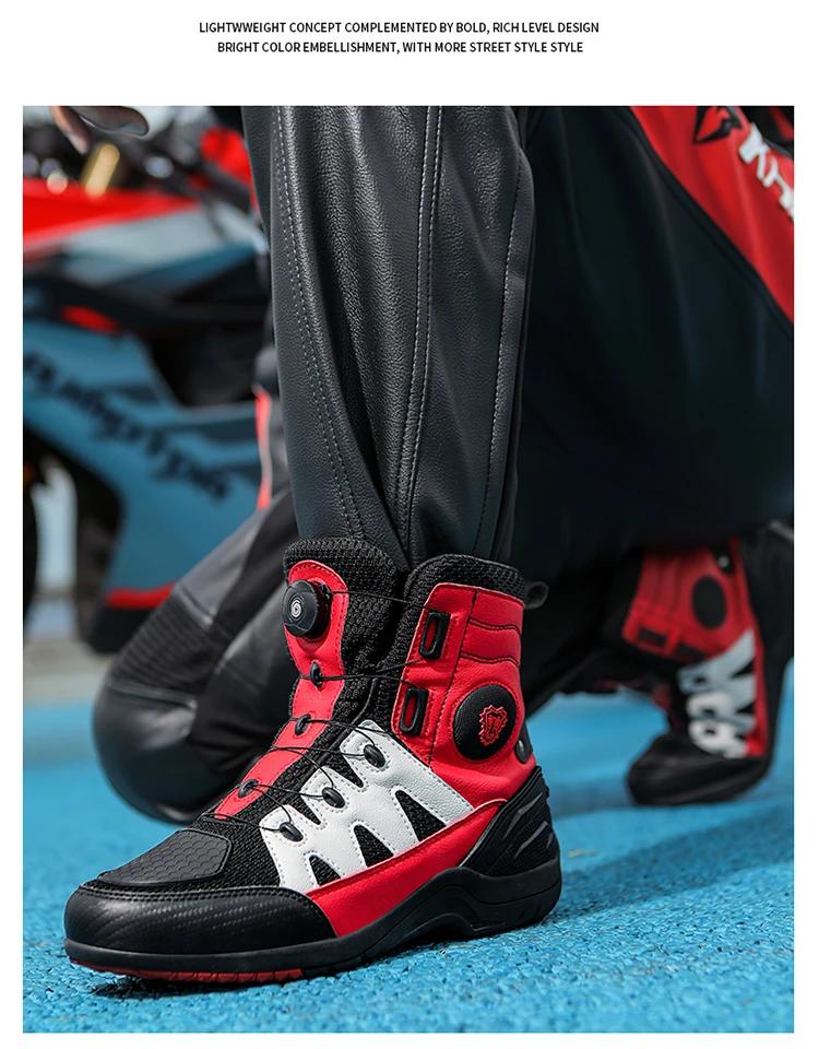 Product Introduction of Men Boots Motorcycle Casual Shoes Microfiber Waterproof Anti-slip Outdoors Travel Equipment Sneakers Motorcycle Shoes Riding 9